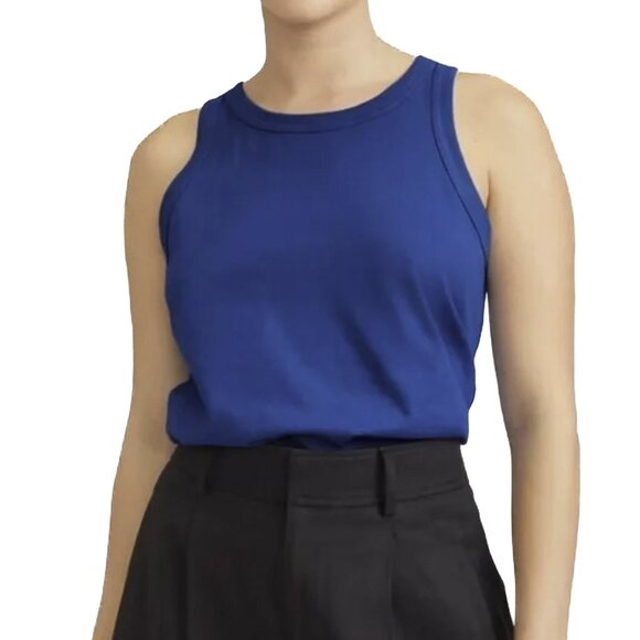 Everlane Organic Cotton Cutaway Tank Top in Dark Violet Blue Size S - NWT - Picture 1 of 7